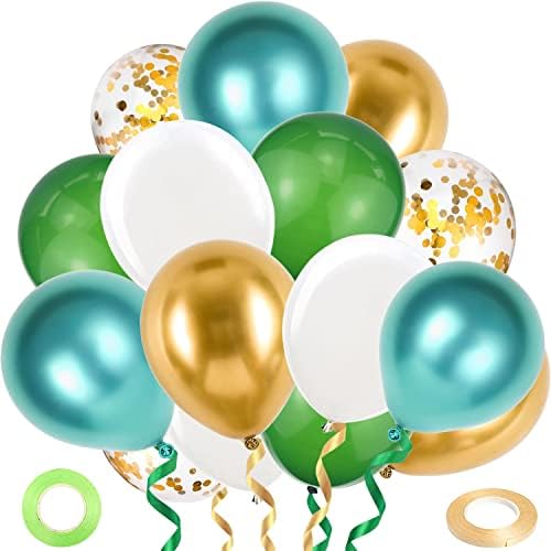 Balões de ouro verde, decoração de balões de 60pcs-party com 33 pés de fita de ouro rosa para aniversário de aniversário de aniversário