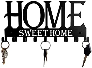 Heartlykraft Home Sweet Home Key Hooks Titular para obter ganchos de chave para parede para parede Gancho montado na parede Holder de chave de metal com 9 ganchos Decoração de entrada do cabide do cabide