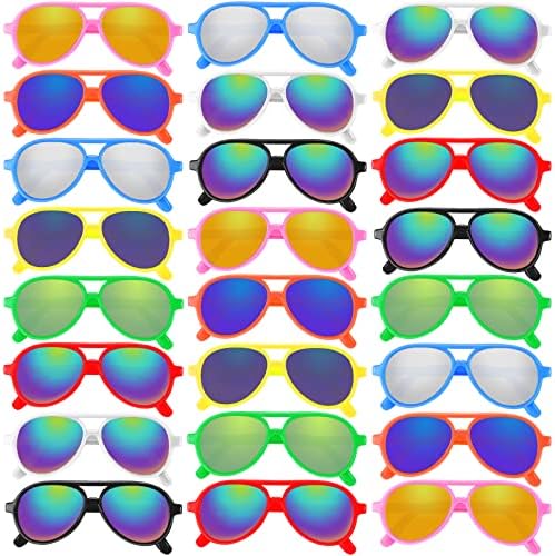 Elcoho 24 peças Crianças óculos de sol Favoram óculos de sol de neon Multicolor para meninos Óculos de sol unissex para meninos
