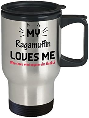Engraçado Funnic Cat Caneca- Cats Gatos Presentes- Meu Ragamuffin me ama. Quem se importa com o que mais alguém pensa?