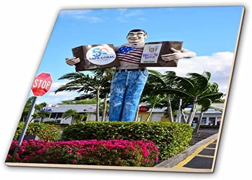 Imagem de 3drose do mascote de coral de Cape Big John segurando sacos de supermercado - azulejos