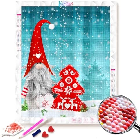 Kits de pintura de diamante DIY Santa 5D Vabiean, tinta gnome com diamantes redondos, decoração de parede de pintura