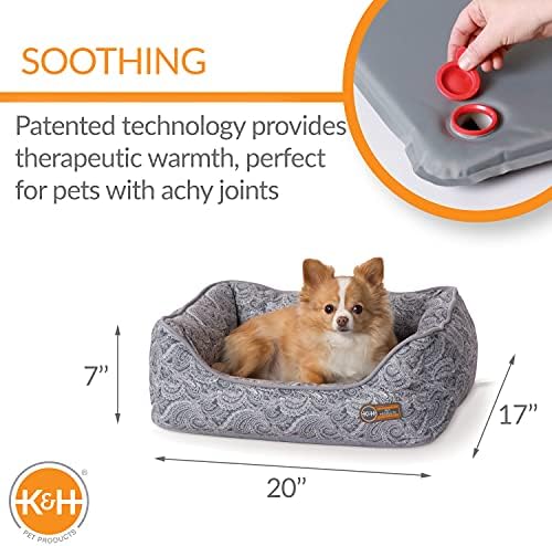 K&H PET Products Termo-Water Bosster aquecida Ortopédico Caminho de cachorro cinza pequeno 17 x 20 polegadas