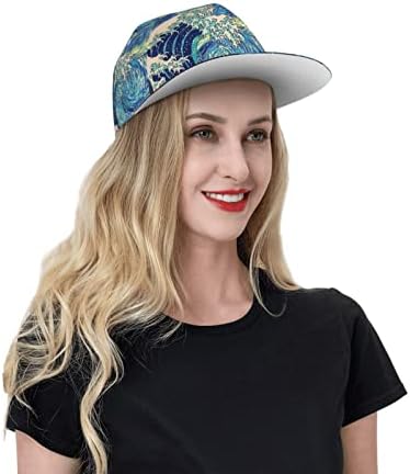 Unisex slokbrim snapback tampa onda kanagawa noturno night adultos hat de caminhoneiro boné de beisebol ajustável preto