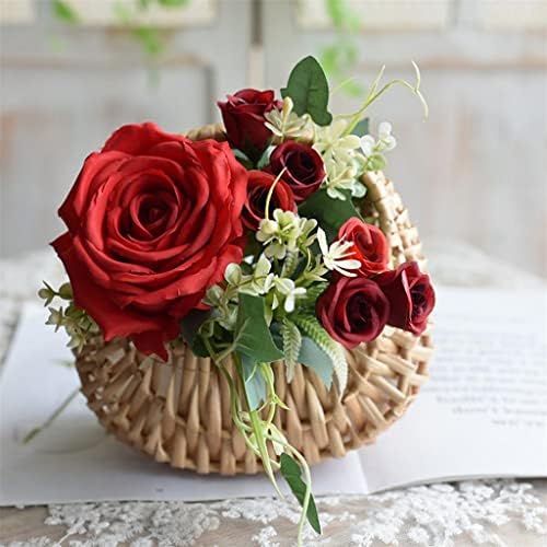 Xjjzs cesta de flores casamento menina de noiva decoração de casa tecida willow manuseio portátil festeira decorativa
