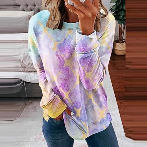 Nokmopo Womens Fall Fashion 2022 Sweaters Sweaters Casual Moda Casual Impressão de manga longa Pullover de pescoço O