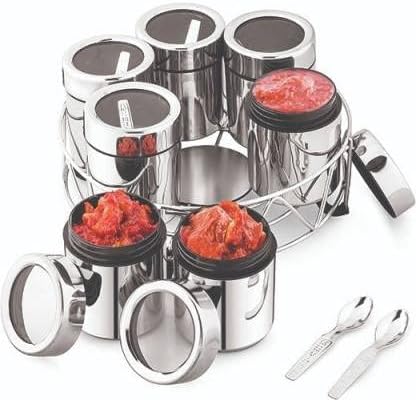 Atrock 7pcs Aço inoxidável Masala Dabba | Recipiente de especiarias | Vasos e recipientes de cozinha | Contêiner de armazenamento
