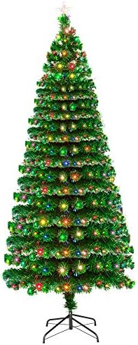 Árvore de Natal de fibra óptica de 7,5 pés de 7,5 pés com 260 lâmpadas LEDs e 260 filiais premium de pinheiro de pinheiro