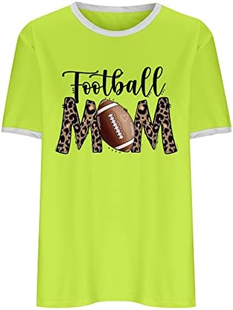 Camisas de mamãe de futebol para mulheres impressão de leopardo Casual cor sólida Tops básicos do dia das mães Blusa de