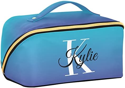 Bolsa de maquiagem personalizada de gradiente azul Sinestour para mulheres que viajam para mulheres para mulheres Makeup Bolsa