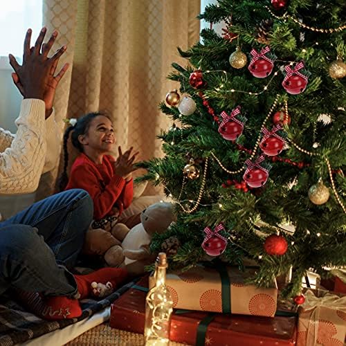 Aboofan 12pcs Vermelho Jingle Bells Hanging Bell With Bows Pine Aitles Mini sinos para decorações de artesanato