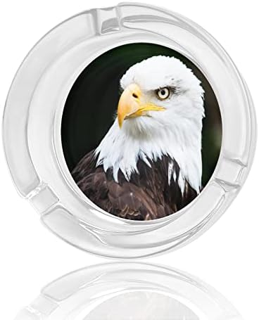 Retrato de uma águia careca lindamente padronizada grossa cinzas de vidro cinzas redondas de cigarro redondo decoração