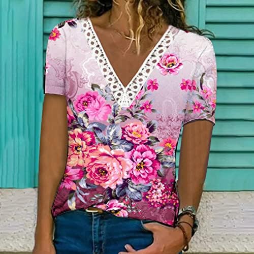 Blusa de acabamento de renda de crochê para mulheres moda moda casual v pesco