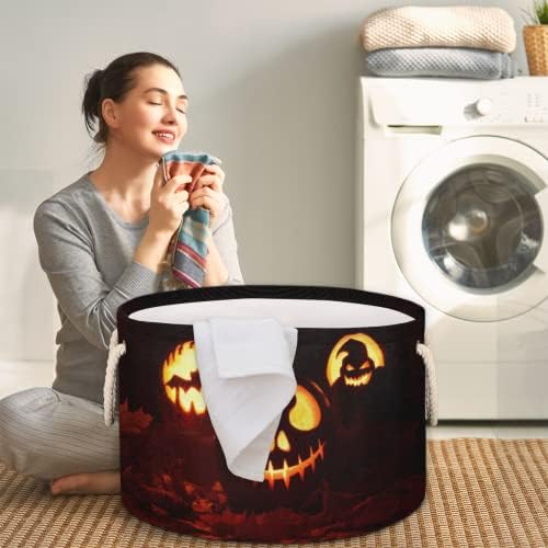 Lanterna de abóbora de Halloween 23 cestas redondas grandes para cestas de lavanderia de armazenamento com alças cestas de armazenamento