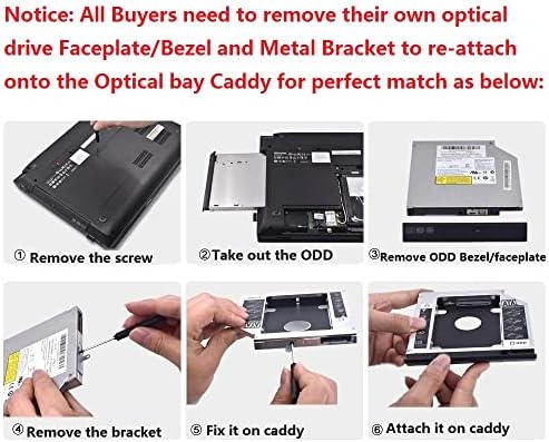 SATA 2º disco rígido HD HDD SSD Optical Bay Caddy Frame Bandeja para HP 15-G100 15-G137DS 17-N003TX DU8A5SHL