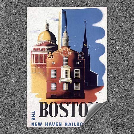 CGSignLab | Boston, MA, Railroad de New Haven, pôster vintage, por Ben Nason Decoração de parede de contorno ao ar livre