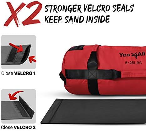 Yes4All Sandbag de areia ajustável para fitness with Handle - Ótimo para treino, condicionamento e treinamento de força - várias cores e tamanhos