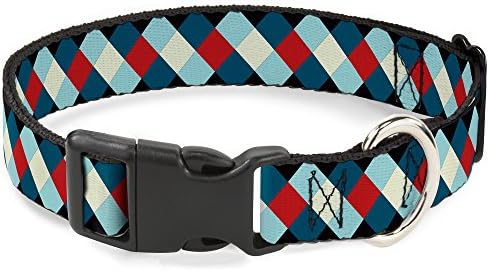 Buckle-Down PC-W30471-WL Diamond Plaid Blues/Chaque/Red Platpl Clip Collar, largo grande/18-32