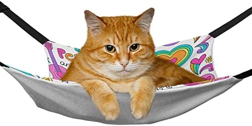 PET Hammock Guitar Pink Love Cat Sleeping com tiras ajustáveis ​​e ganchos de metal 16,9 x13