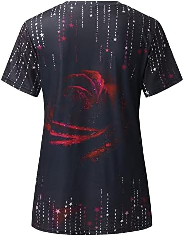Verão feminino de manga curta de pisca de pescoço estampado camisetas camisetas casuais tee spandex t camisetas femininas tee sólida