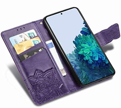 CCSMall para Samsung Galaxy S22 5G Caixa de carteira, 3d Butterfly Flower PU Couro com slots de crédito Titular de fechamento