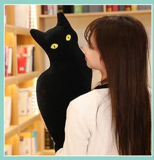 21 polegadas de gato preto travesseiro de animal de pelúcia, travesseiro de brinquedo de pelúcia de gato, pelúcia de gato
