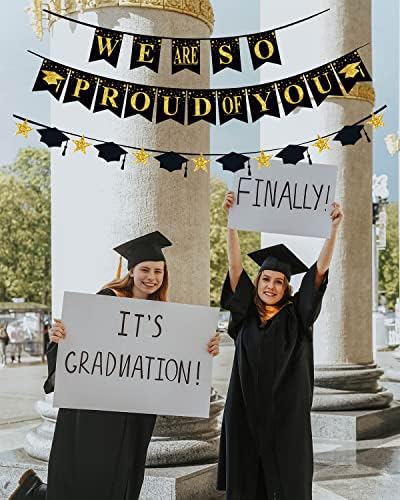 Tawecrew Glitter, estamos tão orgulhosos de sua classe de banner de 2023 decorações de guirlanda parabéns Graduation Party