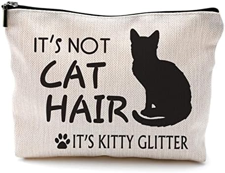 Aievfu não é cabelo de gato é um gatinho de maquiagem de glitter, gato engraçado gato bolsa de gato zíper higineses,
