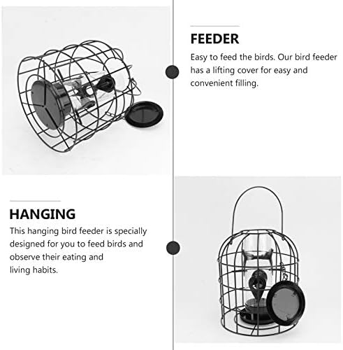 Happyyami tubo alimentador de pássaro alimentador de pássaro alimentador de pássaro alimentador de pássaro alimentador de pássaro alimentação de gaiola de ferro alimentador de pássaro grande portador de pássaros gaiola pendurada ferramenta de alimentação de pássaros para alimentador de p