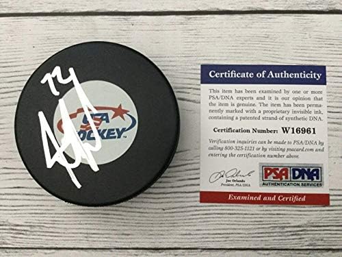 Justin Faulk assinou a equipe autografada dos EUA Hóquei EUA PUCK PSA/DNA COA B - PUCKS AUTOPATIDO NHL