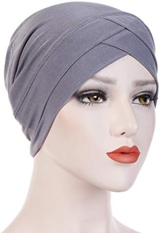 Mulheres Baggy macio e girado chapéu embrulhando abundância feminina lenço de turbante boné sólido tampas de beisebol muçulmanas chapéu