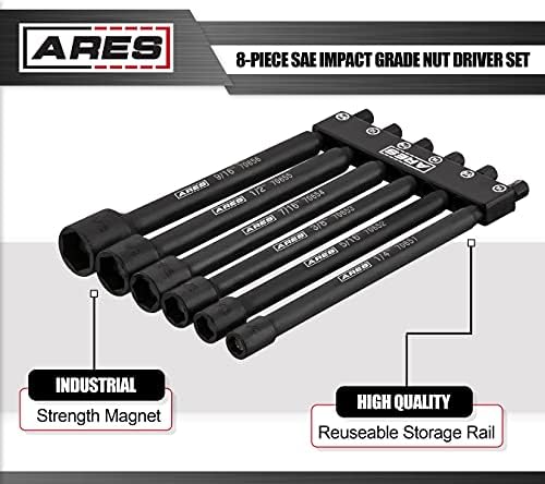 ARES 70650-6 peças SAE Magnetic Impact Driver Bit Bit Bits-Setters de nozes de grau de impacto com ímãs de força industrial