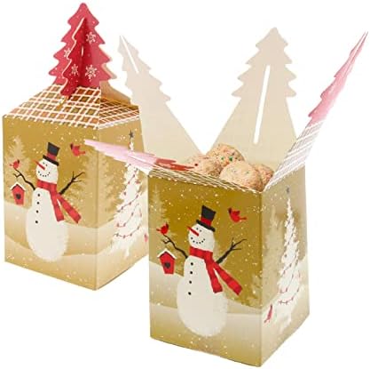 Gia's Kitchen Christmas Treat Presente, 20 pacote - 3D Caixas de presente de Natal para realizar deliciosos delegados de férias - suportes de biscoitos perfeitos para doação de presentes, sacolas de festas de festa - boneco de neve