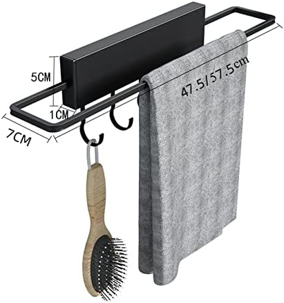 Toalha Stands Rack de toalha Black towel Shelf sem perfuração Toalha Rail dobrável Montagem de parede Auto -adesivo com espaço de gancho