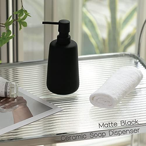 Abbi Nimo Matte Black Hand Soap dispensador para bancada de banheiro 2 pacote, dispensador de sabão de 13 oz de toque suave