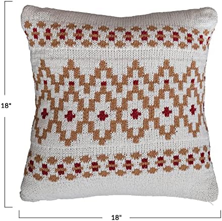 Creative Co-Op 18 Algodão Quadrado Chenille travesseiro com padrão, Multi Color