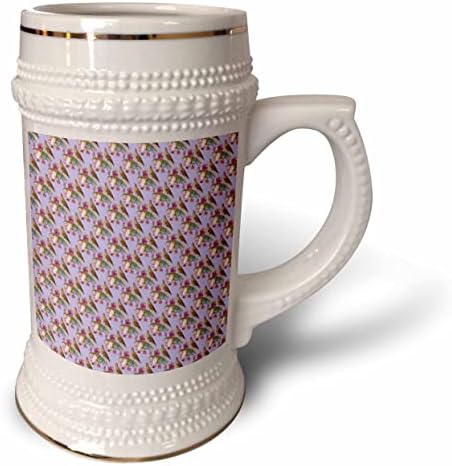 Pássaro 3drose com cravo de tulipas e padrões de borboletas - 22oz de caneca