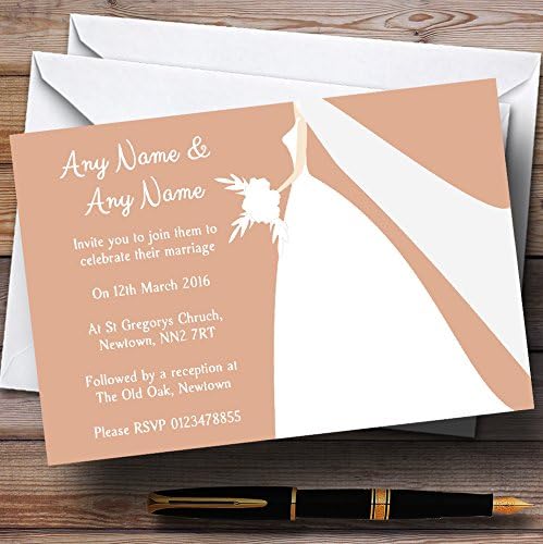 O card zoo pêssego noiva personalizada convites de recepção