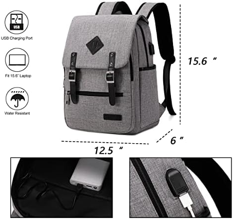 Kyalou Lightweight Casual Laptop Mackpack com porto de carregamento USB para homens e mulheres, School Bookbag para a faculdade
