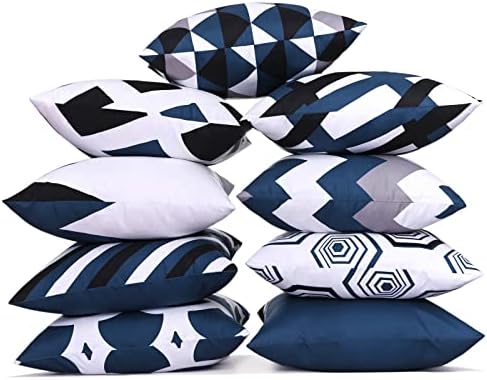 Conjunto de 9 tampas de travesseiro decorativo 18x18 impressão dupla impressão geométrica Boho Couch Case para o carro da sala de estar