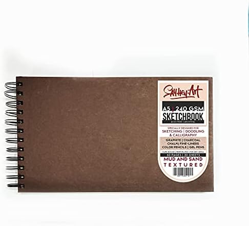 MessKeteers - Diga ei para Art - A5 240gsm Tonomed/ Burned Mud & Sand Textury Sketchbook/ Hard Bound com Wiro 60 páginas/ 30 folhas e perfuração lateral para aquela lágrima fácil