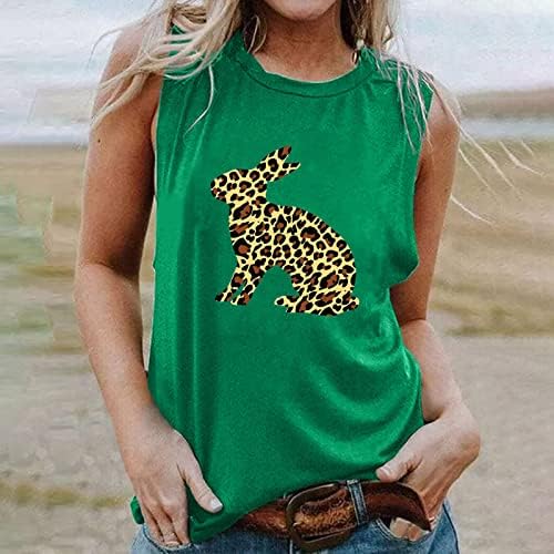 Feliz camisas de Páscoa para mulheres fofas de coelho de leopardo tanque de tanque de graphic tampa cristã de colete cristão camisetas