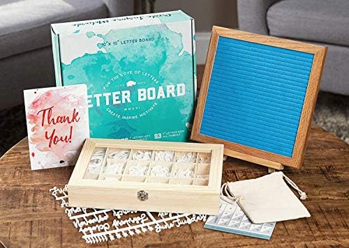 Little Hippo Blue Felt Letter Board 10x10 polegadas com mais de 690 cartas pré-cortadas-quadro de mensagens de madeira róica com