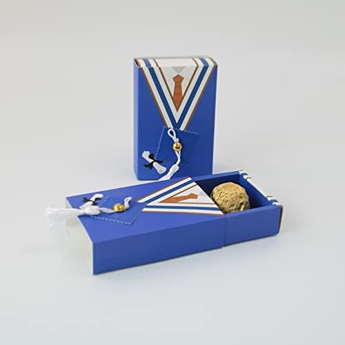 Didiseaon Blue Candy Candy Gift Box 25pcs Favorias de graduação caixas de solteiro Caixas em forma de vestido parabéns