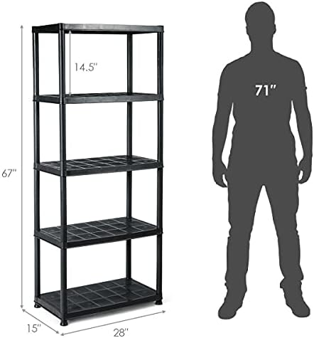 VEAHUS 2 peças prateleiras de armazenamento de 5 camadas rack 28 L x 15 W x 67 Organização de decoração e armazenamento