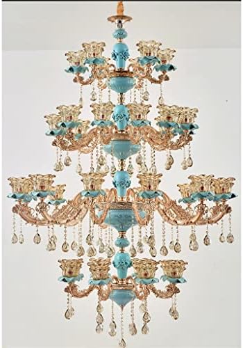 Lustre de lustre de zsedp lustre europeu lâmpada de cristal lâmpada de sala de estar em estilo francês de três andares lâmpada de piso médio de três andares