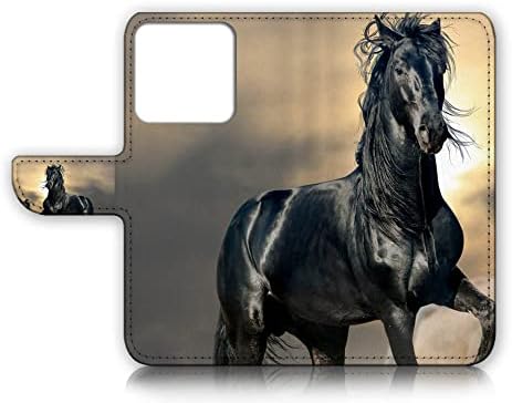 Para iPhone 14 Pro Max, capa de capa de carteira de flip de flip, A31145 Black Horse
