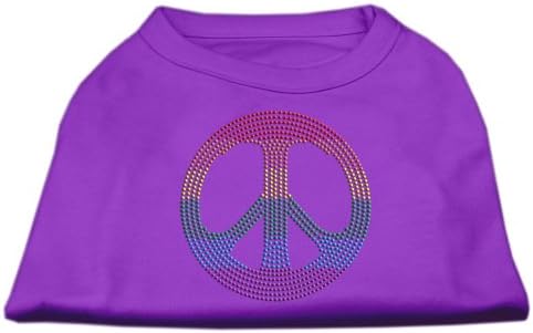 Mirage Pet Products Rhinestone Rainbow Peace Sign Camisa de animais de estimação, Média, roxa