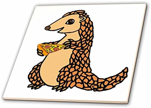 3drose fofo engraçado exclusivo de pangolin desenho animado de pizza - azulejos