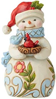 Enesco Jim Shore Heartwood Creek boneco de neve com estatueta em miniatura cardeal, 3,54 polegadas, multicolor